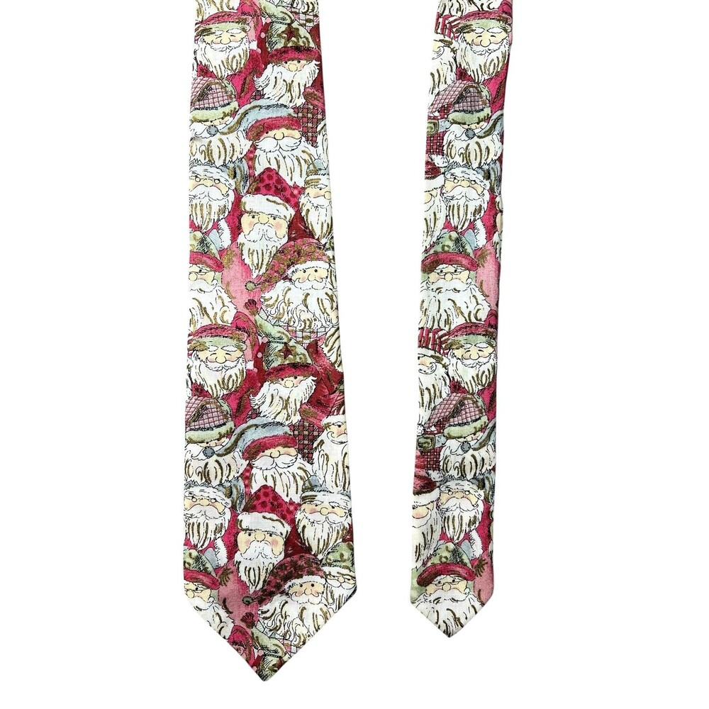 Tie One On KB Bates Men's Vintage Hand Made Christmas Santa Claus Print Necktie